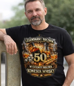 Męska Koszulka na 50 urodziny dla konesera whisky 