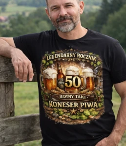 Koszulka na 50 urodziny dla konesera piwa na prezent.webp