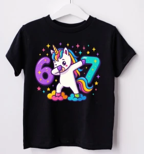 Koszulka dla dziecka z modnym motywem SIX SEVEN ORAZ UNICORNEM