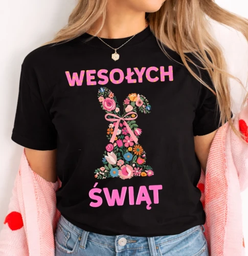 Damska koszulka świateczna na Wielkanoc - wesołych świąt .webp