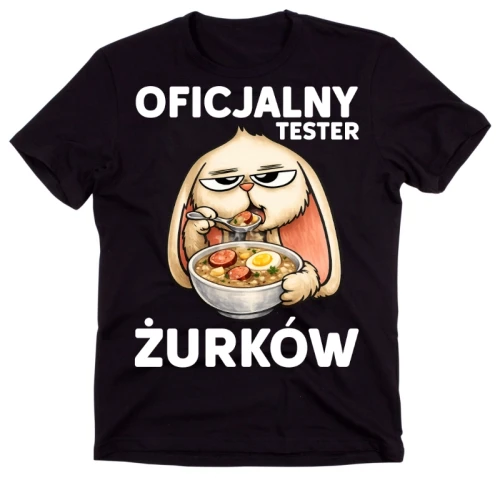 Śmieszna męska koszulka na Wielkanoc - OFICJALNY TESTER ŻURKÓW.webp