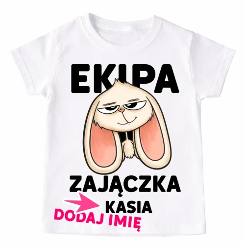 Koszulki dla dzieci z zajączkiem i imieniem - EKIPA ZAJĄCZKA.webp