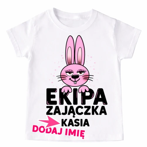 Koszulki dla dzieci z zajączkiem i imieniem - EKIPA ZAJĄCZKA.webp