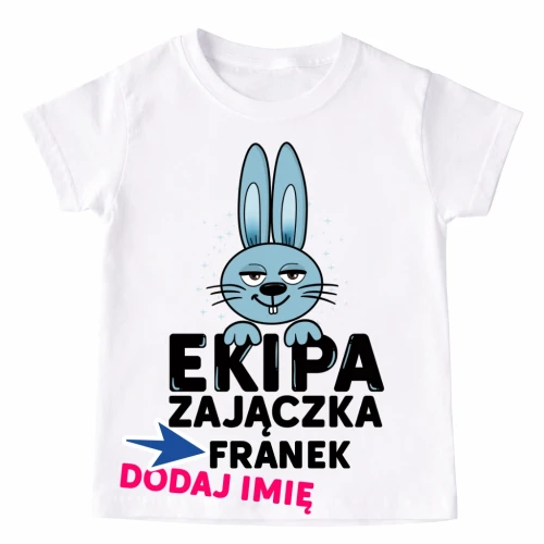 Koszulki dla dzieci z zajączkiem i imieniem - EKIPA ZAJĄCZKA.webp