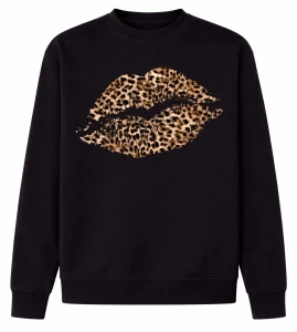 Czarna bluza - usta panterka .webp