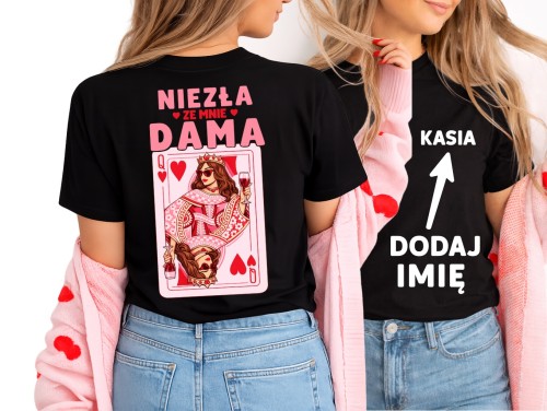 Personalizowana damska koszulka na prezent - NIEZŁE ZE MNIE DAMA - z brunetką