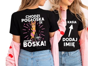 Personalizowana damska koszulka na prezent - chodzi pogłoska , że jestem boska 