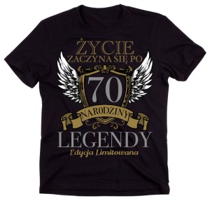Męska koszulka na 70 urodziny - ŻYCIE ZACZYNA SIĘ PO 70 