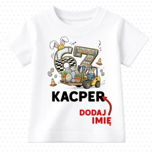 Koszulki dla dzieci z imieniem '' 67 koparka z jajkami''