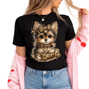 Damska koszulka z pieskiem w panterkę - piesek1