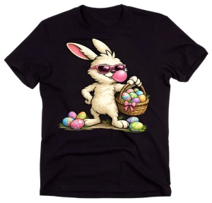 Czarna koszulka WIELKANOCNA ''KRÓLIK Z KOSZYCZKIEM''
