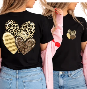 Damska koszulka w serce panterka