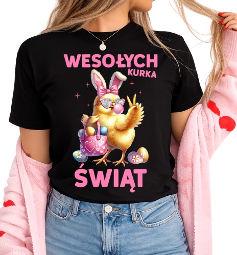 Damska koszulka na Wielkanoc - WESOŁYCH KURKA ŚWIĄT.jpg