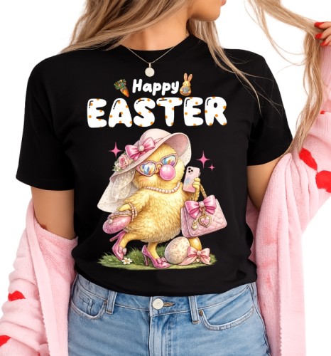 Damska koszulka na Wielkanoc z kurką - wzór happyeaster6