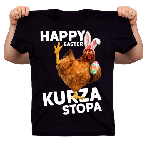 Śmieszna koszulka na Wielkanoc - HAPPY EASTER KURZA STOPA