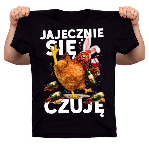 Śmieszna koszulka na Wielkanoc - JAJECZNIE SIĘ CZUJĘ z kurczakiem