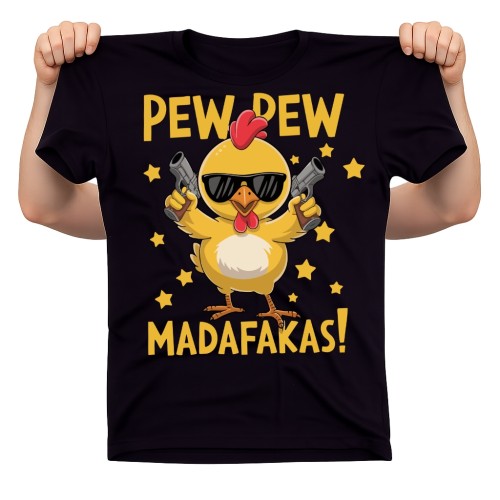 Śmieszna koszulka na Wielkanoc z kurczakiem pew pew
