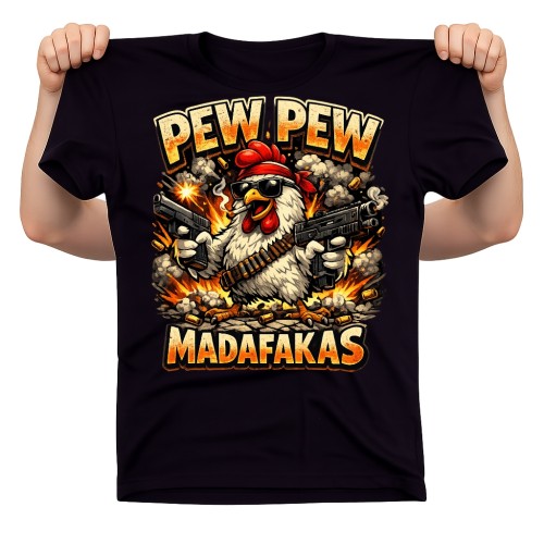 Śmieszna koszulka na Wielkanoc z kurczakiem pew pew