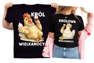 Zestaw koszulek na Wielkanoc dla pary KRÓL I KRÓLOWA WIELKANOCY.webp