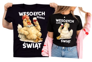 Zestaw koszulek na Wielkanoc dla pary WESOŁYCH KURKA ŚWIĄT ZZZ.webp