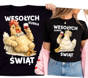 Zestaw koszulek na Wielkanoc dla pary WESOŁYCH KURKA ŚWIĄT ZZZ