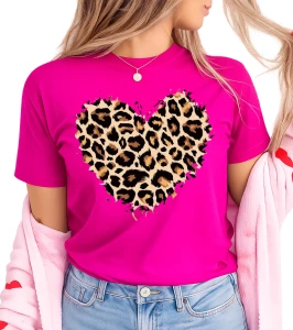 Fuksjowa koszulka serce panterka wzór panterka1