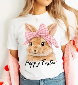 Damska koszulka z zajączkiem - HAPPY EASTER 