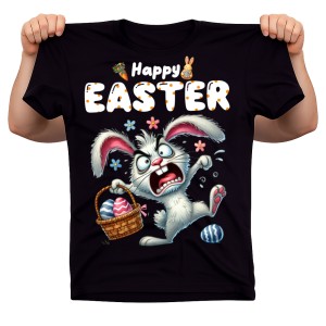 Śmieszna koszulka na Wielkanoc z królikiem - HAPPY EASTER  - królik77