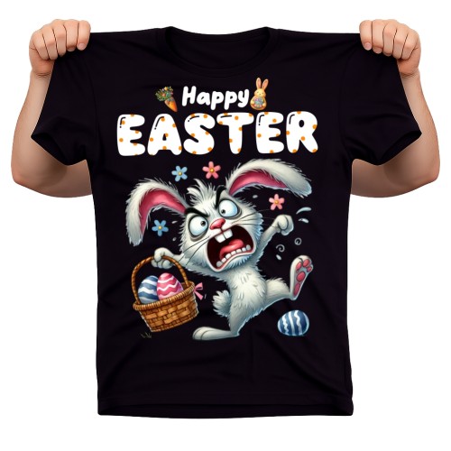 Śmieszna koszulka na Wielkanoc z królikiem - HAPPY EASTER - królik77