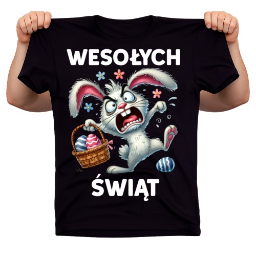 Śmieszna koszulka na Wielkanoc z królikiem - WESOŁYCH ŚWIĄT.jpg