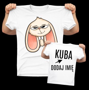 Personalizowana biała Koszulka z zajączkiem na Wielkanoc - DODAJ IMIĘ