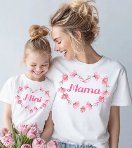 Zestaw koszulek dla mamy i córki - mama i mini
