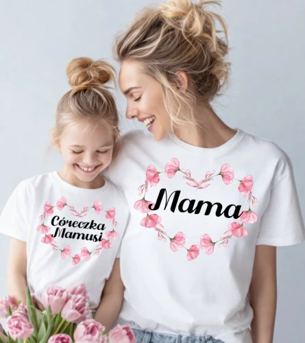 Zestaw koszulek dla mamy i córki - mama i córeczka mamusi