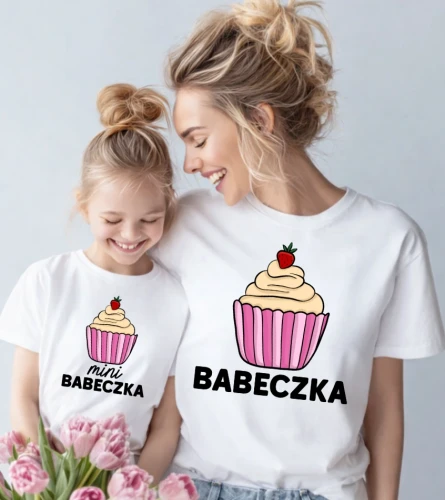 Zestaw koszulek dla mamy i córki - babeczka & mini babeczka
