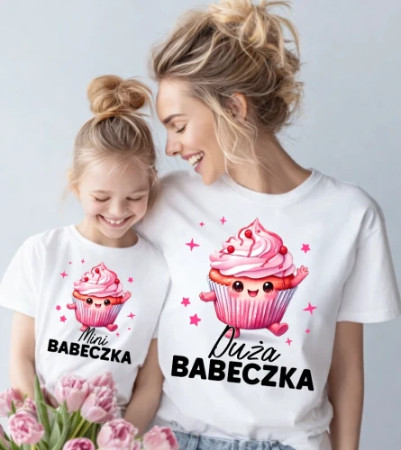 ZESTAW KOSZULEK dla mamy i córki ''duża babeczka mini babeczka.webp
