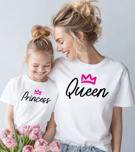 Zestaw koszulek dla mamy i córki - QUEEN & PRINCESS