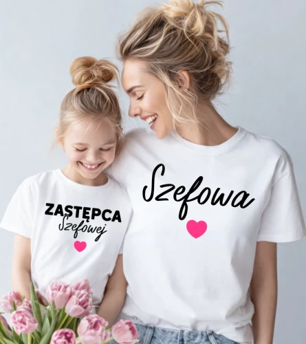 zestaw koszuldk dla mamy i córki szefowa , zastępca szefowej.webp