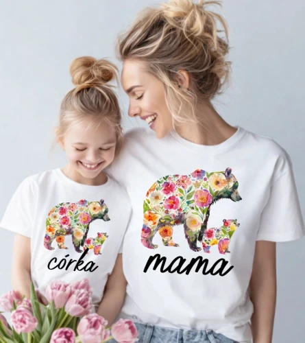 Zestaw koszulek dla mamy i córki - MAMA & CÓRKA ''niedźwiedzie''