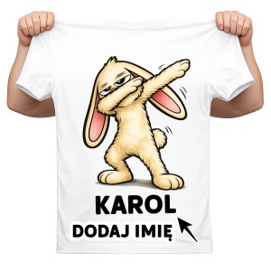 Personalizowana Koszulka z zającem DABINGUJĄCYM na Wielkanoc