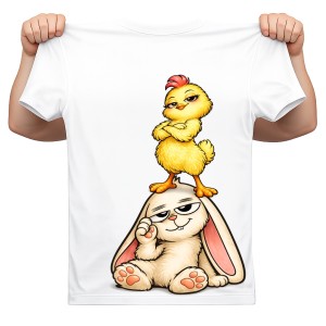 Koszulka na Wielkanoc z zającem i kurakiem - KURKA22