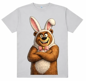 Koszulka męska na Wielkanoc z misiem w przebraniu zajączka