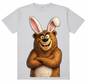 Koszulka męska na Wielkanoc z misiem z uszkami zająca 