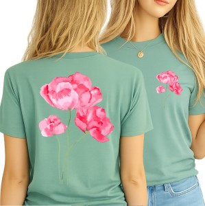 Koszulka w kwiaty - wzór kwiat różowe