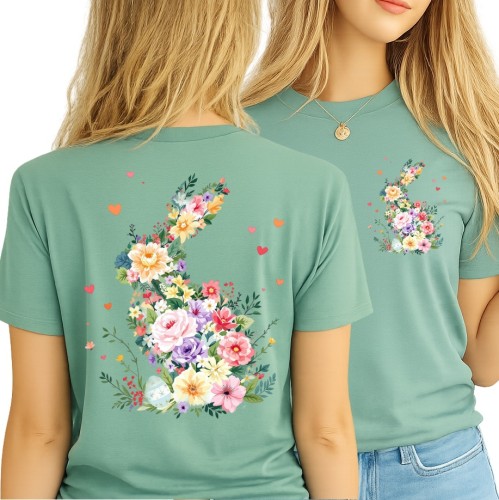 Damska koszulka na Wielkanoc - zajączek kwiaty.jpg