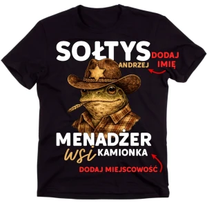 Koszulka dla SOŁTYSA z imieniem na prezent (ŻABA MENADŻER WSI) 