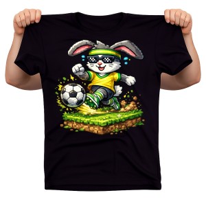 Koszulka dla chłopca na Wielkanoc z zającem grającym w piłkę