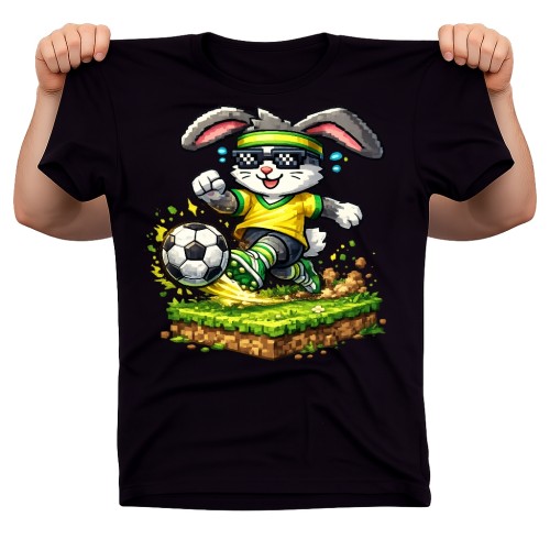 Koszula dla syna na Wielkanoc z zającem grającym w piłkę .jpg