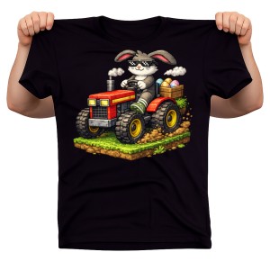 Koszulka dla chłopca na Wielkanoc z zającem na traktorze 