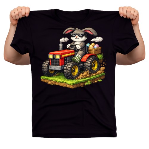 Koszula dla syna na Wielkanoc z zającem NA TRAKTORZE.jpg