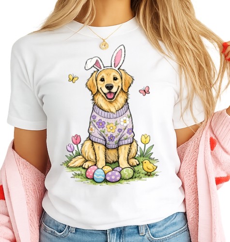 Koszulka wielkanocna z golden retriever